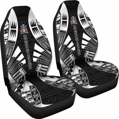 Norfolk Island Car Seat Covers - Norfolk Island Coat Of Arms Polynesian Tattoo Black - 9 174914 - YourCarButBetter