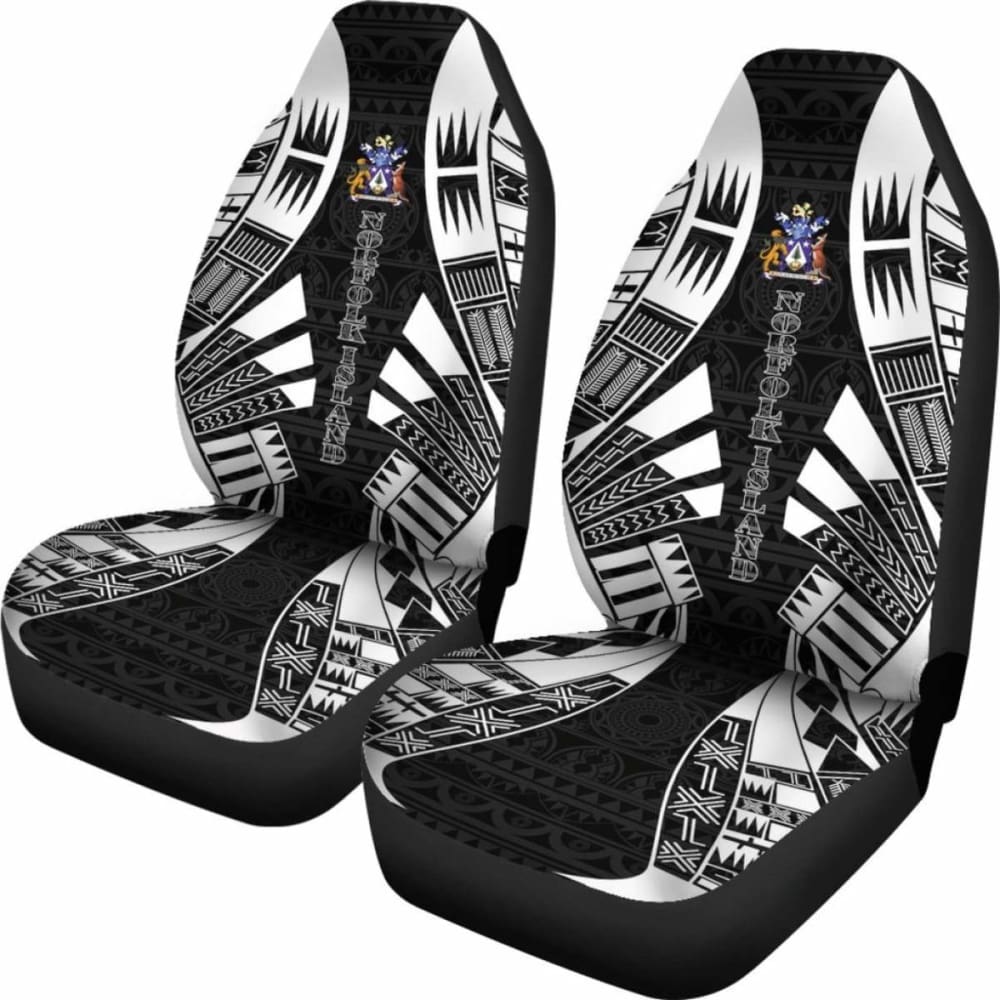 Norfolk Island Car Seat Covers - Norfolk Island Coat Of Arms Polynesian Tattoo Black - 9 174914 - YourCarButBetter