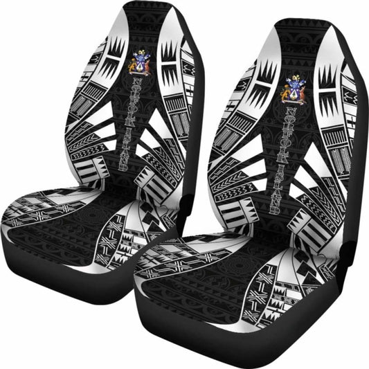 Norfolk Island Car Seat Covers - Norfolk Island Coat Of Arms Polynesian Tattoo Black - 9 174914 - YourCarButBetter