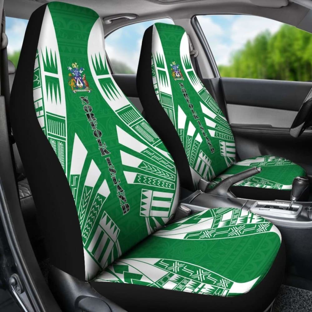 Norfolk Island Car Seat Covers - Norfolk Island Coat Of Arms Polynesian Tattoo Flag - 105905 - YourCarButBetter