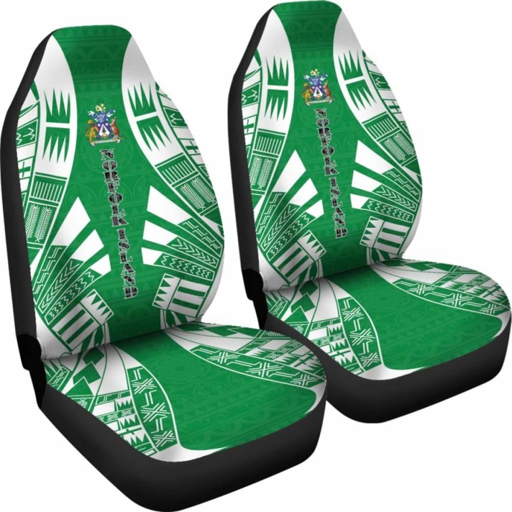 Norfolk Island Car Seat Covers - Norfolk Island Coat Of Arms Polynesian Tattoo Flag - 105905 - YourCarButBetter