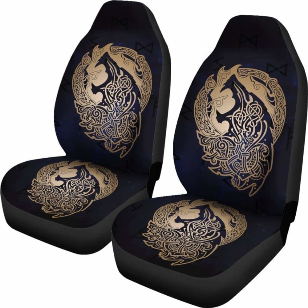 Norse Viking Car Seat Covers - Viking Wolf Celtic Galaxy Car Seat Covers Amazing 105905 - YourCarButBetter