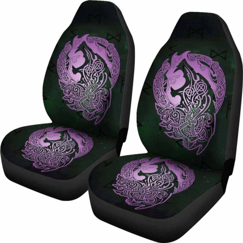 Norse Viking Car Seat Covers - Viking Wolf Celtic Galaxy Car Seat Covers Pink Amazing 105905 - YourCarButBetter