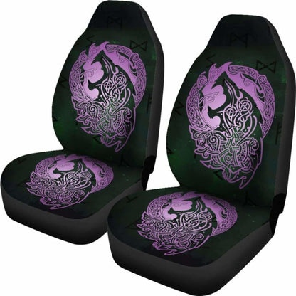 Norse Viking Car Seat Covers - Viking Wolf Celtic Galaxy Car Seat Covers Pink Amazing 105905 - YourCarButBetter