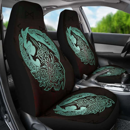 Norse Viking Car Seat Covers - Viking Wolf Celtic Galaxy Car Seat Covers Turquoise Amazing 105905 - YourCarButBetter