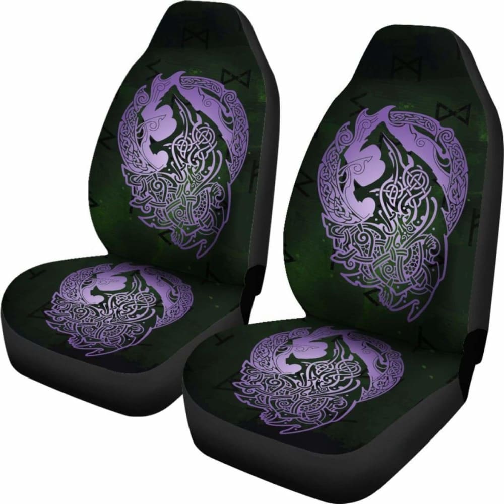 Norse Viking Car Seat Covers - Viking Wolf Celtic Galaxy Car Seat Covers Violet Amazing 105905 - YourCarButBetter