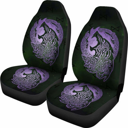 Norse Viking Car Seat Covers - Viking Wolf Celtic Galaxy Car Seat Covers Violet Amazing 105905 - YourCarButBetter