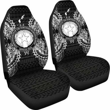 Northern Mariana Islands Car Seat Cover - C N M I Seal Map Black - 105905 - YourCarButBetter