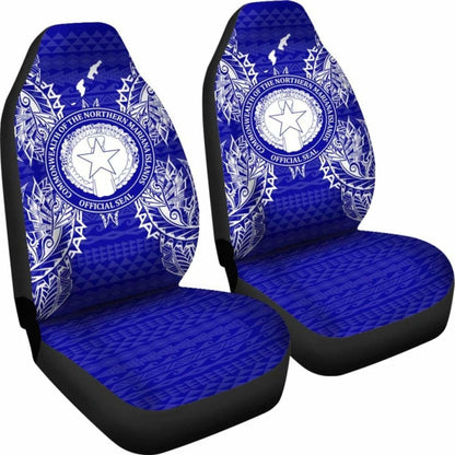 Northern Mariana Islands Car Seat Cover - C N M I Seal Map Blue - 105905 - YourCarButBetter