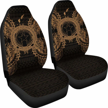 Northern Mariana Islands Car Seat Cover - C N M I Seal Map Gold - 105905 - YourCarButBetter