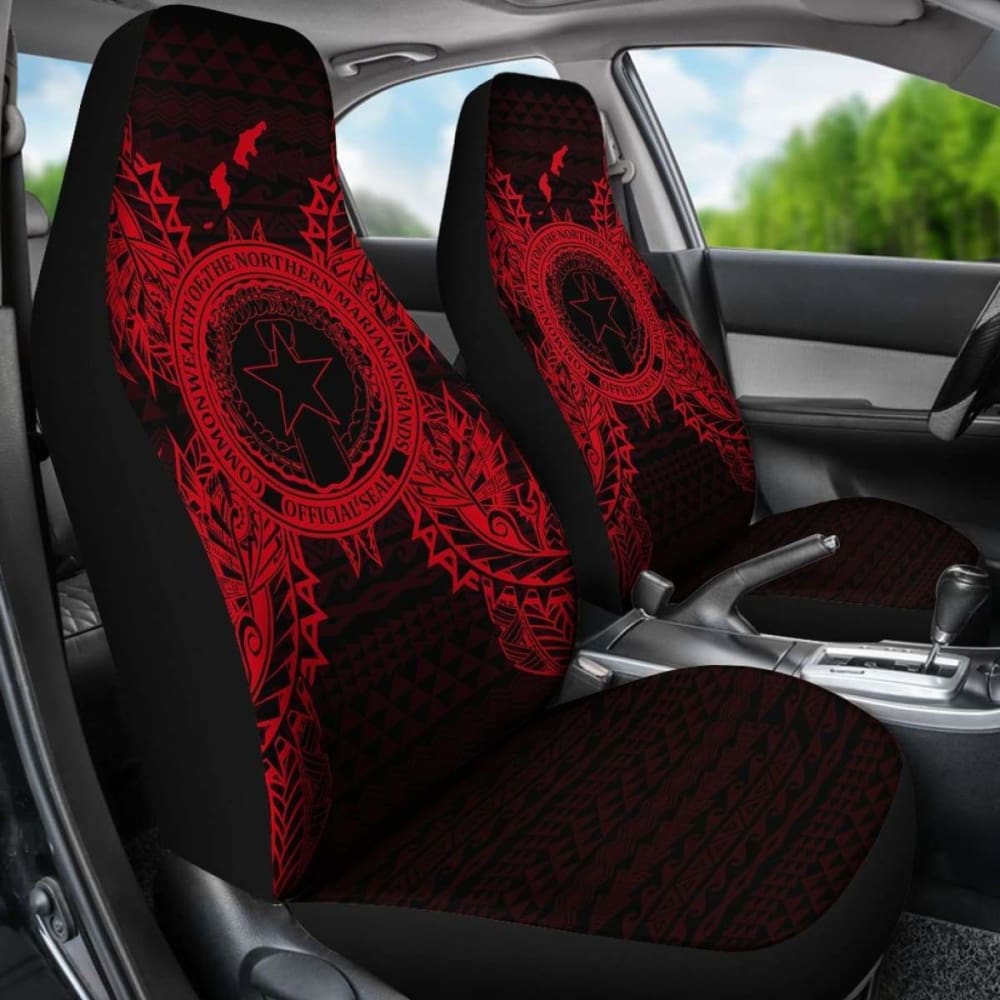 Northern Mariana Islands Car Seat Cover - C N M I Seal Map Red - 105905 - YourCarButBetter