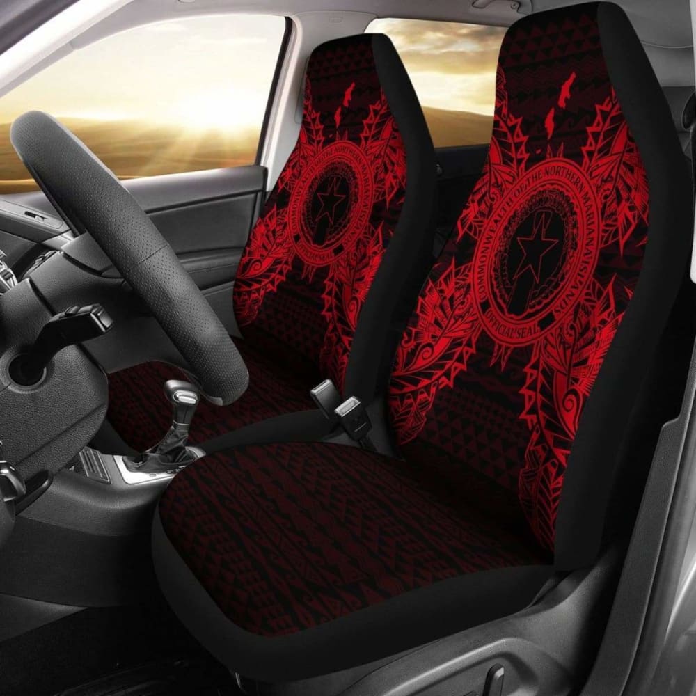Northern Mariana Islands Car Seat Cover - C N M I Seal Map Red - 105905 - YourCarButBetter
