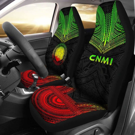 Northern Mariana Islands Car Seat Cover - C N M I Seal Polynesian Chief Tattoo Reggae Version - 10 174914 - YourCarButBetter