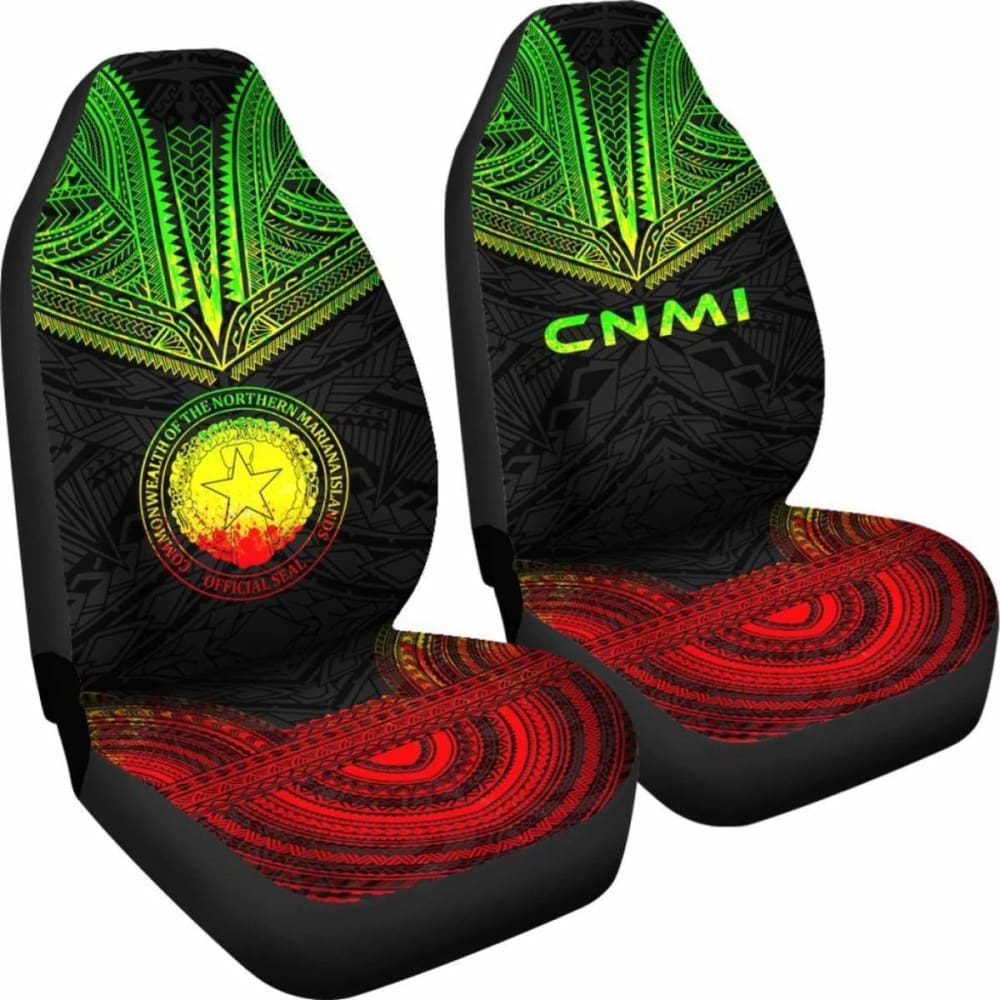Northern Mariana Islands Car Seat Cover - C N M I Seal Polynesian Chief Tattoo Reggae Version - 10 174914 - YourCarButBetter