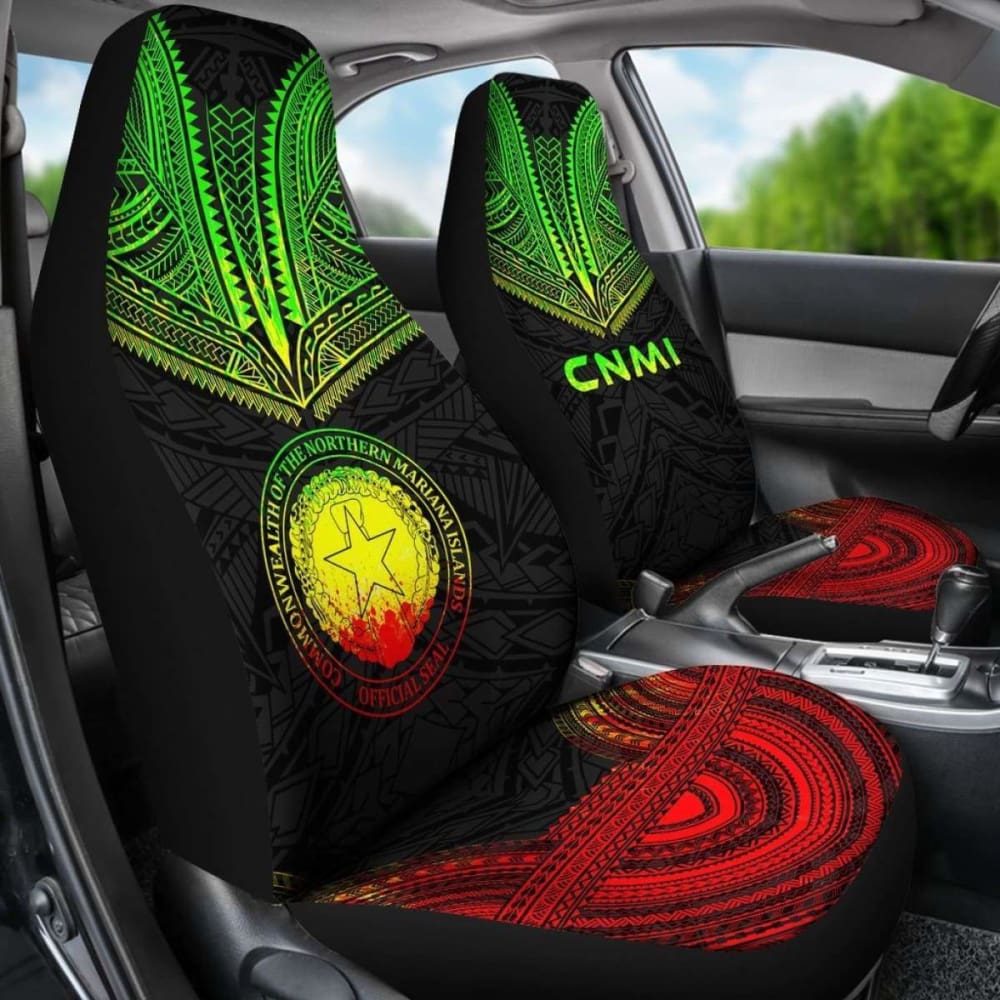 Northern Mariana Islands Car Seat Cover - C N M I Seal Polynesian Chief Tattoo Reggae Version - 10 174914 - YourCarButBetter