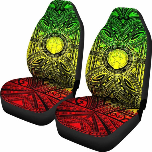 Northern Mariana Islands Car Seat Cover - Northern Mariana Islands Coat Of Arms Polynesian Reggae Style 105905 - YourCarButBetter