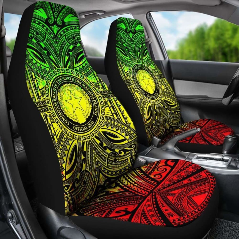 Northern Mariana Islands Car Seat Cover - Northern Mariana Islands Coat Of Arms Polynesian Reggae Style 105905 - YourCarButBetter