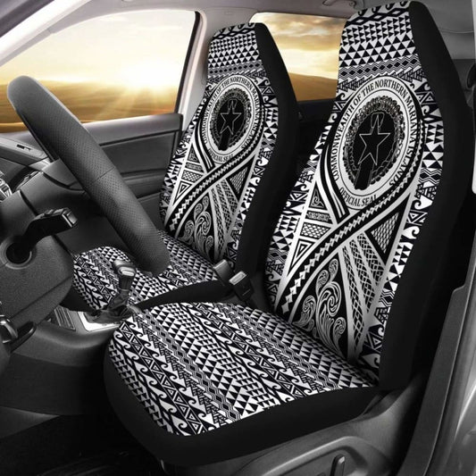 Northern Mariana Islands Car Seat Cover - Northern Mariana Islands Seal Polynesian Tattoo Black - 9 174914 - YourCarButBetter
