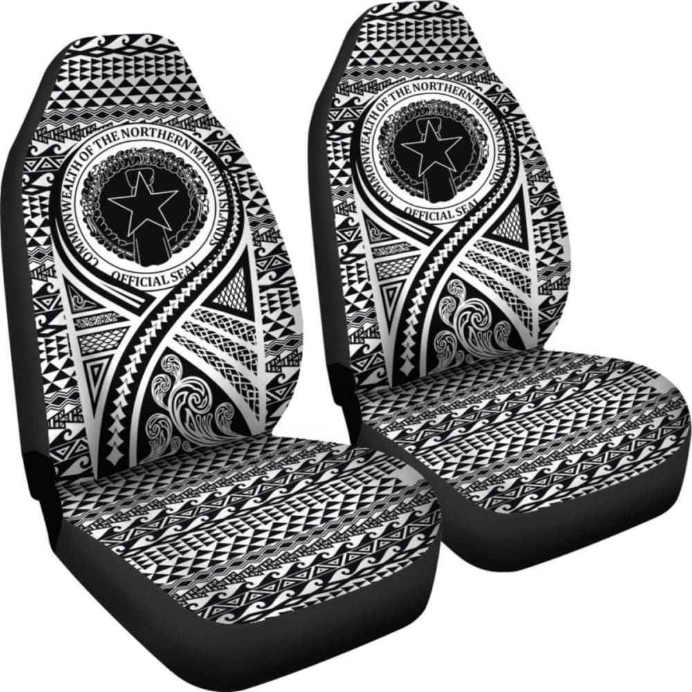 Northern Mariana Islands Car Seat Cover - Northern Mariana Islands Seal Polynesian Tattoo Black - 9 174914 - YourCarButBetter