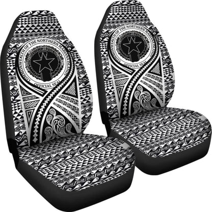 Northern Mariana Islands Car Seat Cover - Northern Mariana Islands Seal Polynesian Tattoo Black - 9 174914 - YourCarButBetter