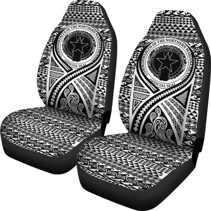 Northern Mariana Islands Car Seat Cover - Northern Mariana Islands Seal Polynesian Tattoo Black - 9 174914 - YourCarButBetter