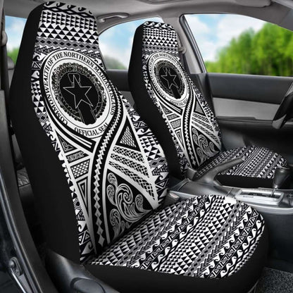Northern Mariana Islands Car Seat Cover - Northern Mariana Islands Seal Polynesian Tattoo Black - 9 174914 - YourCarButBetter