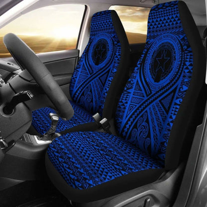 Northern Mariana Islands Car Seat Cover - Northern Mariana Islands Seal Polynesian Tattoo Blue - 9 174914 - YourCarButBetter