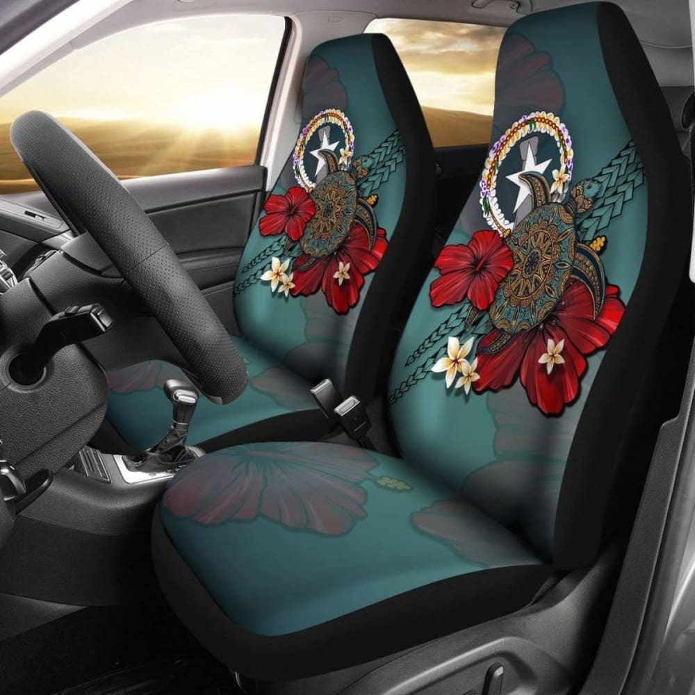 Northern Mariana Islands Car Seat Covers Blue Turtle Tribal Amazing 091114 - YourCarButBetter