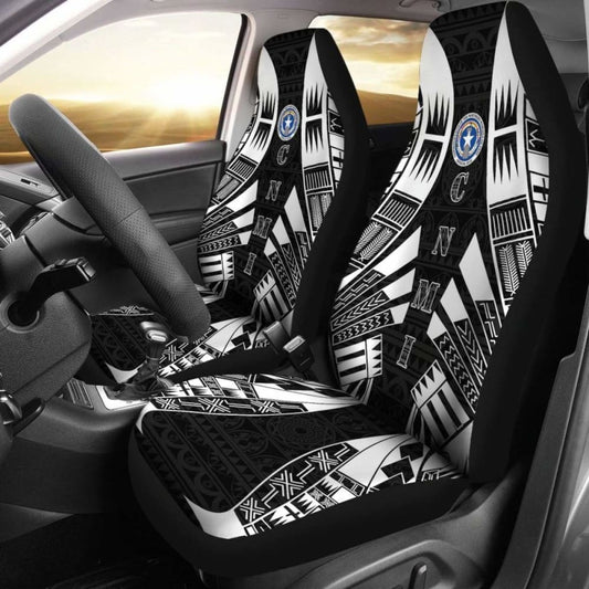 Northern Mariana Islands Car Seat Covers - C N M I Seal Polynesian Tattoo Black - 9 174914 - YourCarButBetter