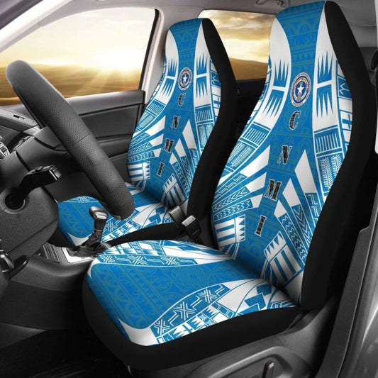 Northern Mariana Islands Car Seat Covers - C N M I Seal Polynesian Tattoo Flag - 9 174914 - YourCarButBetter