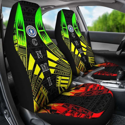 Northern Mariana Islands Car Seat Covers - C N M I Seal Polynesian Tattoo Reggae - 9 174914 - YourCarButBetter