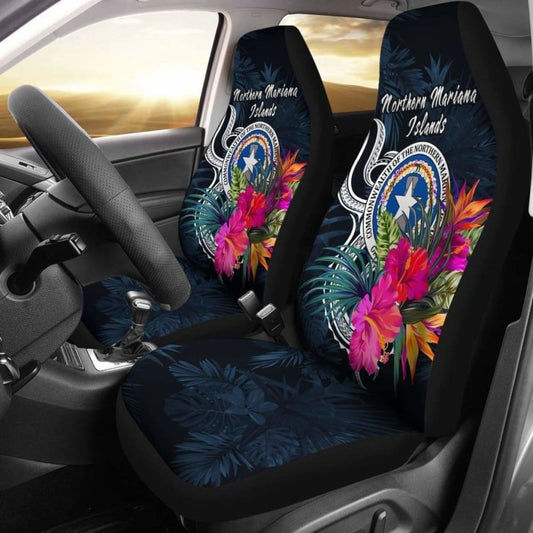 Northern Mariana Islands Car Seat Covers Polynesian Tropical Flower 105905 - YourCarButBetter
