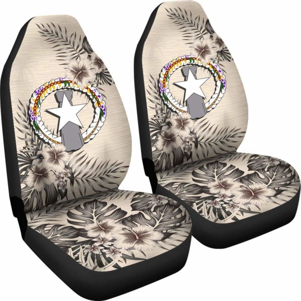 Nothern Mariana Islands Car Seat Covers The Beige Hibiscus (Set Of Two) 7 232125 - YourCarButBetter