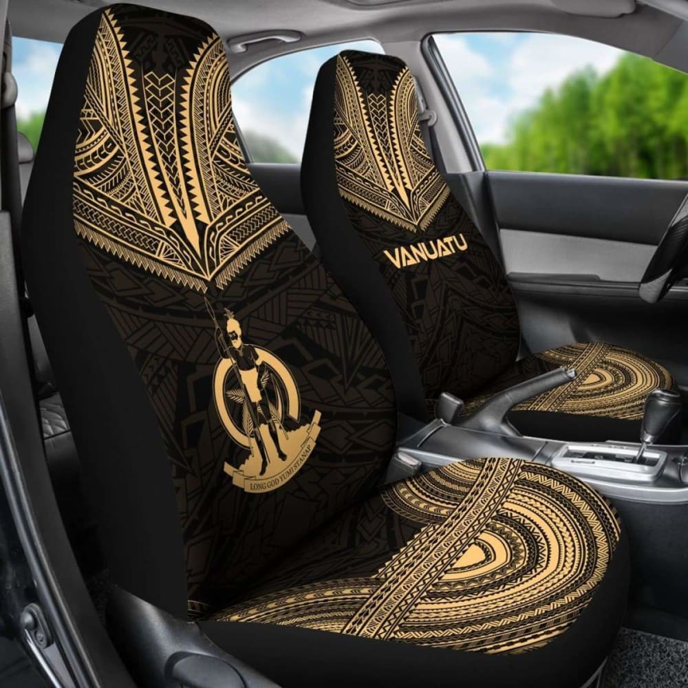 nuatu Car Seat Cover - nuatu Coat Of Arms Polynesian Chief Tattoo Gold Version - 10 174914 - YourCarButBetter