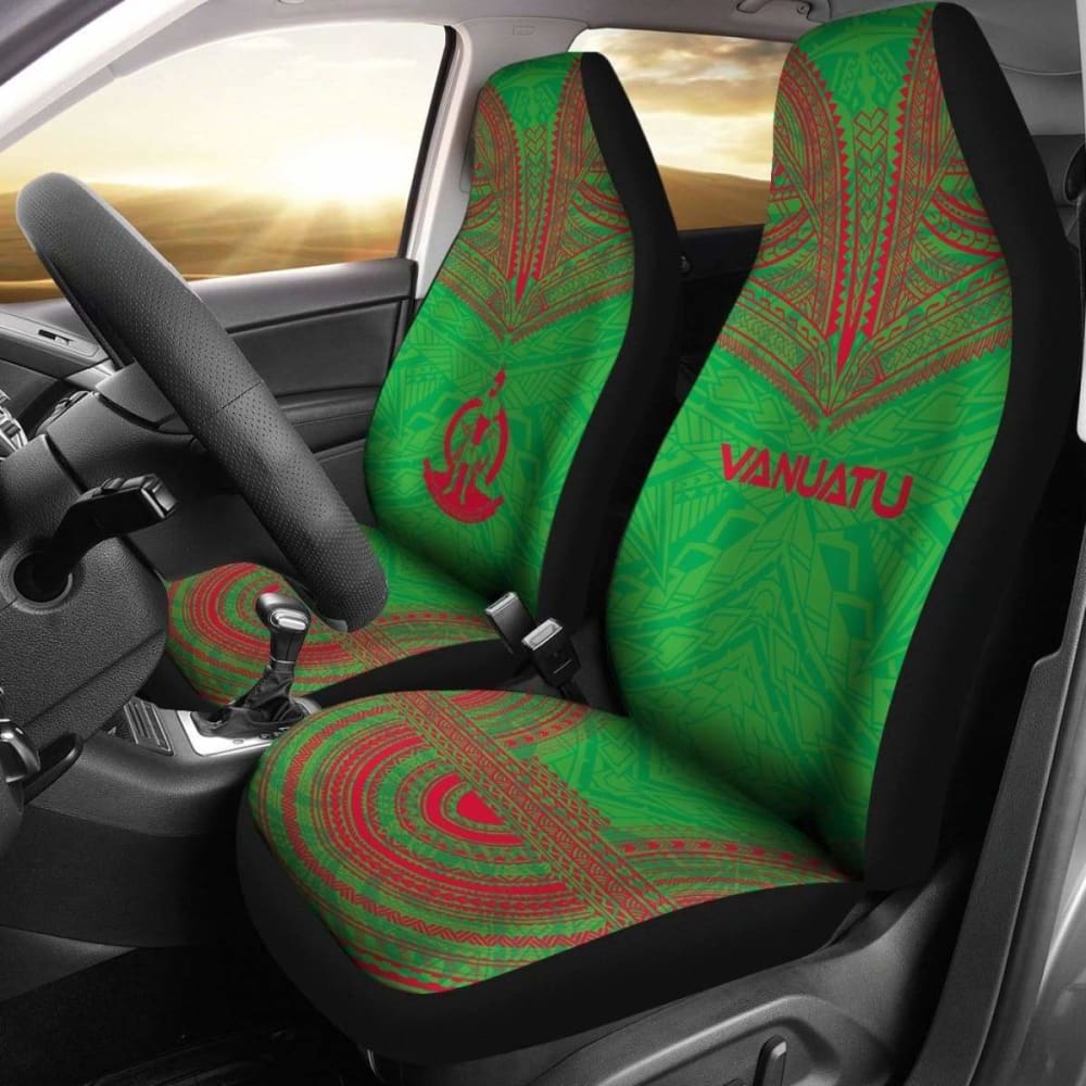 nuatu Car Seat Cover - nuatu Coat Of Arms Polynesian Chief Tattoo Green Version - 10 174914 - YourCarButBetter