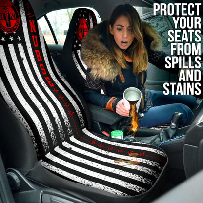 Nurse Custom American Flag Car Accessories Car Seat Covers 210401 - YourCarButBetter