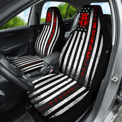 Nurse Custom American Flag Car Accessories Car Seat Covers 210401 - YourCarButBetter