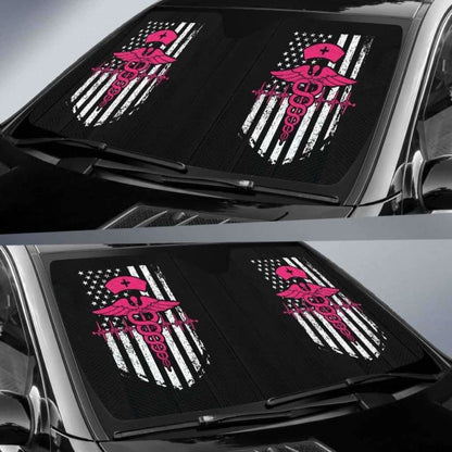 Nurse Flag Pink Symbol Auto Sun Car Shades 172609 - YourCarButBetter