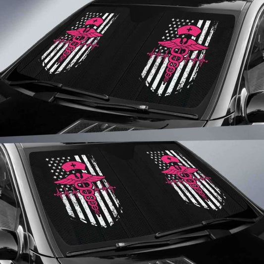 Nurse Flag Pink Symbol Auto Sun Car Shades 172609 - YourCarButBetter