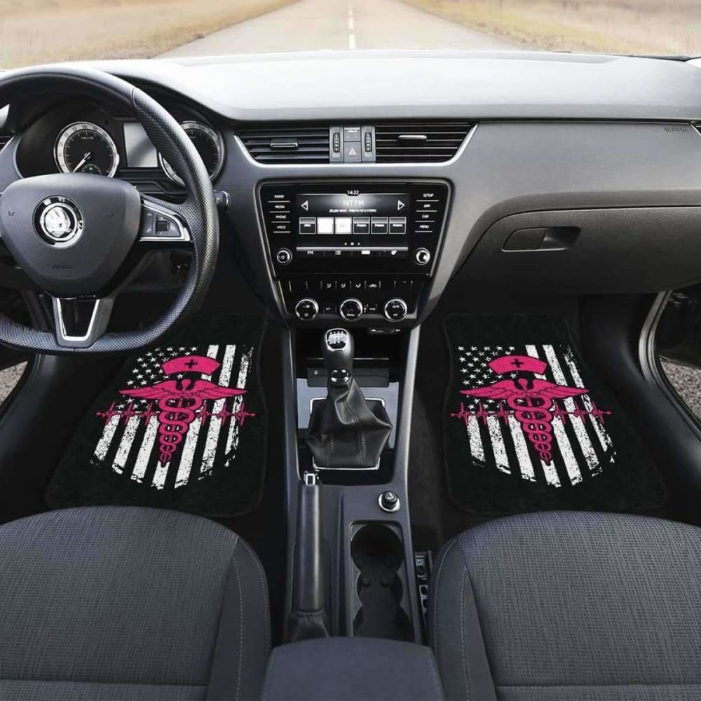 Nurse Flag Pink Symbol Front And Back Car Mats Set Of 4 144902