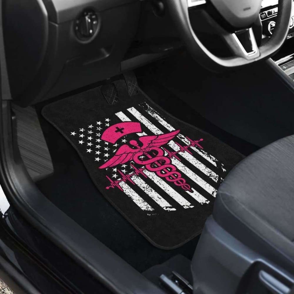 Nurse Flag Pink Symbol Front And Back Car Mats Set Of 4 144902