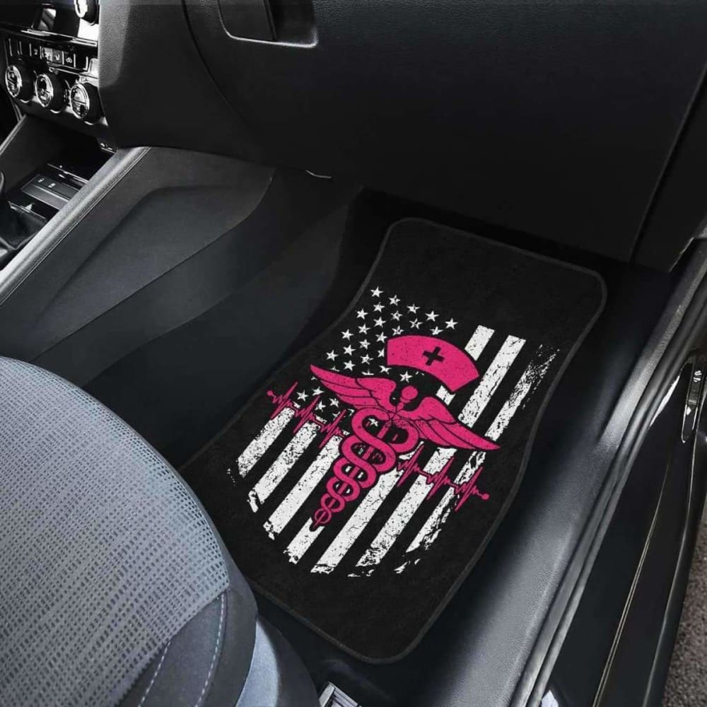 Nurse Flag Pink Symbol Front And Back Car Mats Set Of 4 144902