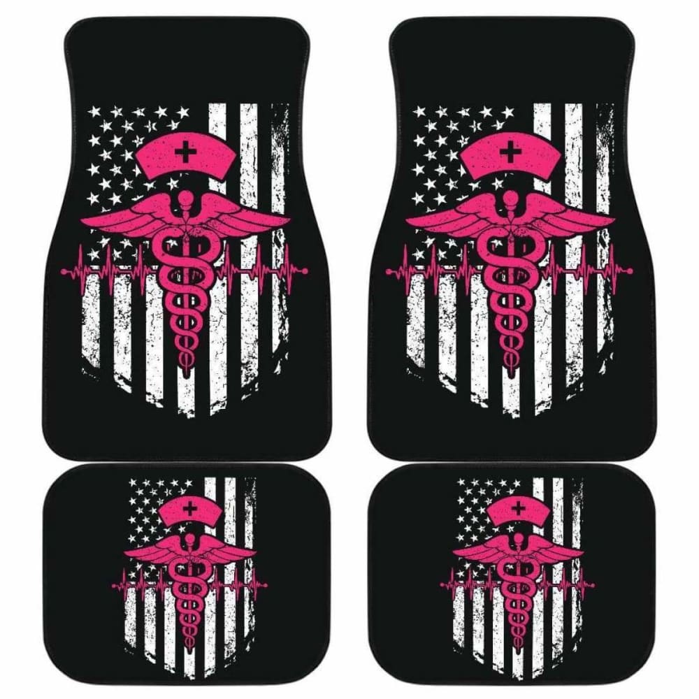 Nurse Flag Pink Symbol Front And Back Car Mats Set Of 4 144902