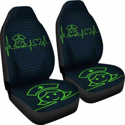 Nurse Heartbeat Green - Car Seat Cover (Set of 2) 144902