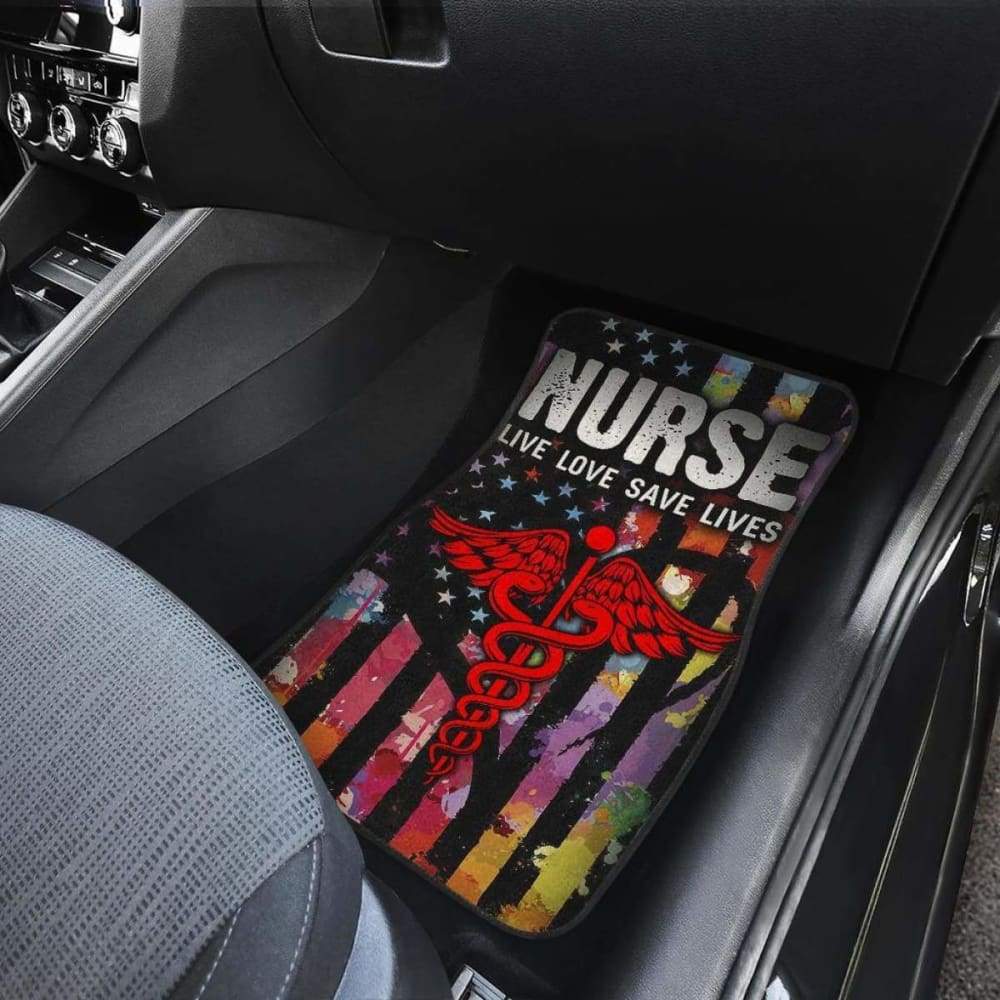 Nurse Live Love Save Lifes Car Floor Mats American Flag 211103