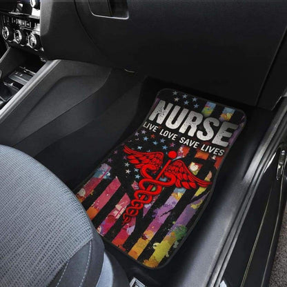 Nurse Live Love Save Lifes Car Floor Mats American Flag 211103