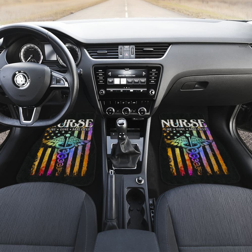 Nurse Live Love Save Lifes Car Floor Mats American Flag 211103