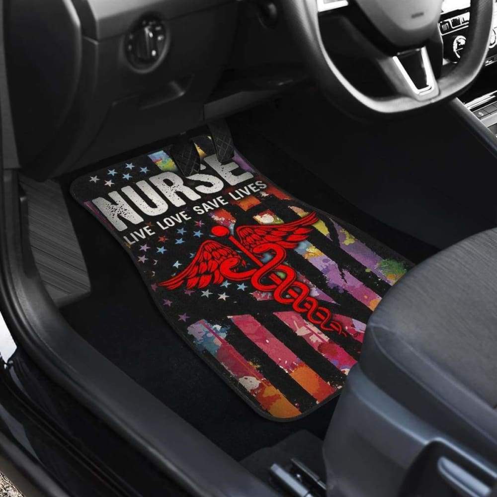 Nurse Live Love Save Lifes Car Floor Mats American Flag 211103