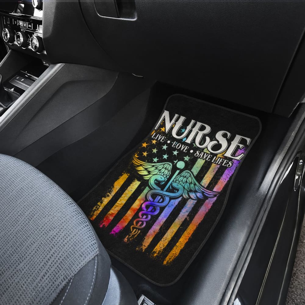 Nurse Live Love Save Lifes Car Floor Mats American Flag 211103