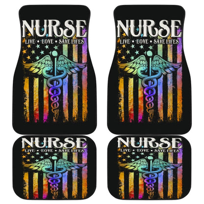 Nurse Live Love Save Lifes Car Floor Mats American Flag 211103